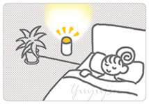電気を消した後しばらくライトが点灯します