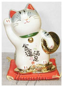 彩絵金運満足招き猫ネコ雑貨2