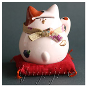 鈴招き猫バンク貯金箱雑貨ミケ2